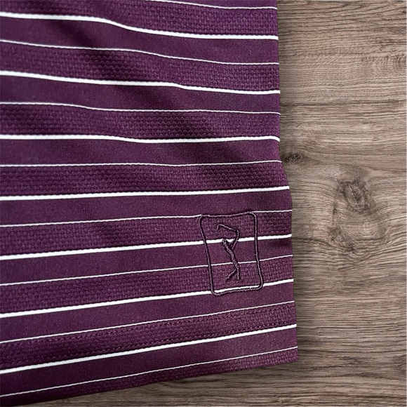 PGA Tour Golf Purple Striped Polo Men’s Size Large - Picture 4 of 6